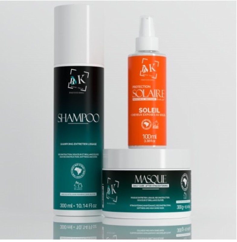 Kit entretien lissage sans sulfate pour cheveux gras et pointes sèches shampoing + Masque + huile protection