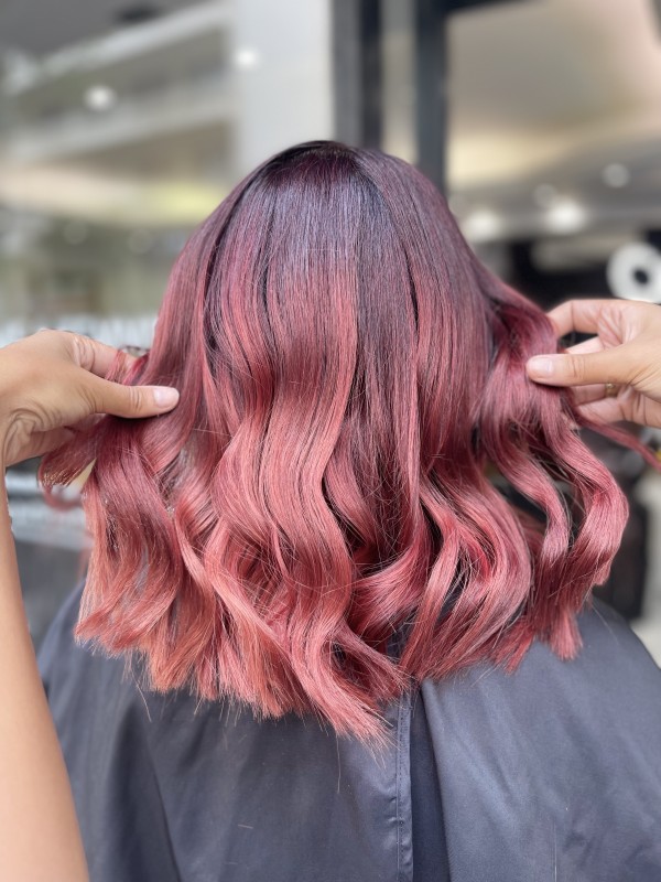 Ombré hair rouge sur cheveux mi long